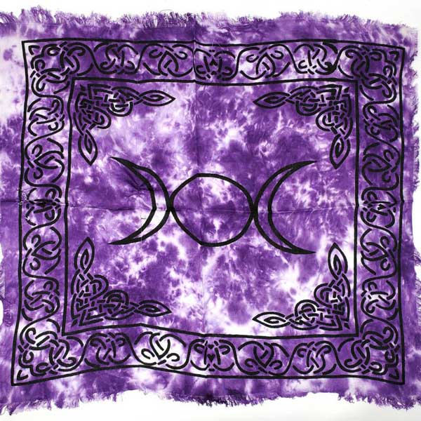 Triple Moon purple tie dyed altar cloth