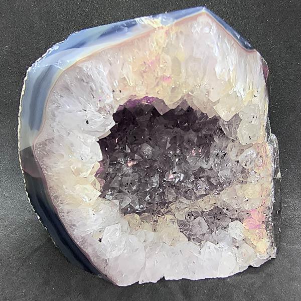 Druzy Agate Geode with cut and polished top