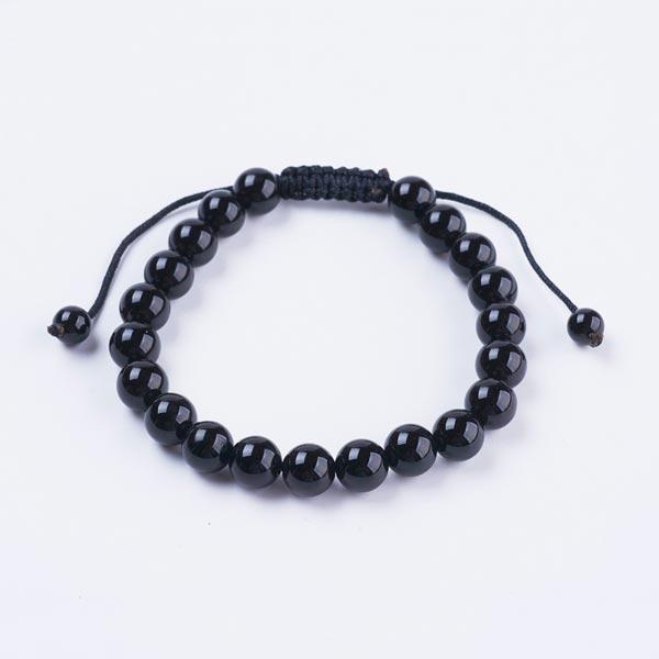 Black Onyx Adjustable Beaded Bracelet