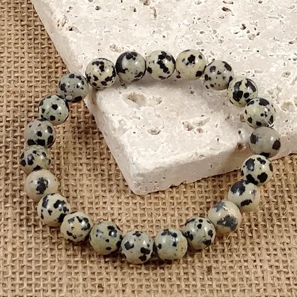 Dalmation Jasper 8mm beaded gemstone bracelet