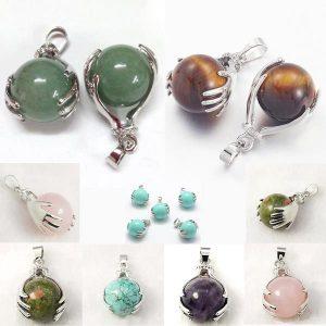 Assorted Gemstone Healing Hands Pendants