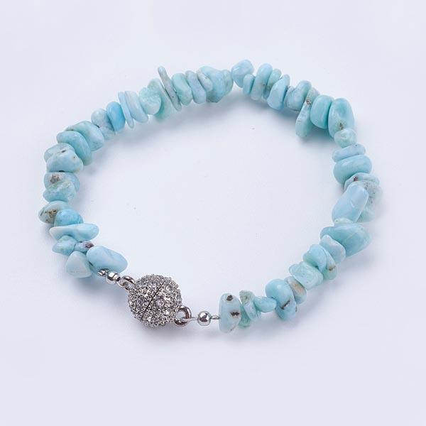 Larimar Nugget Bracelet with magnetic clasp.