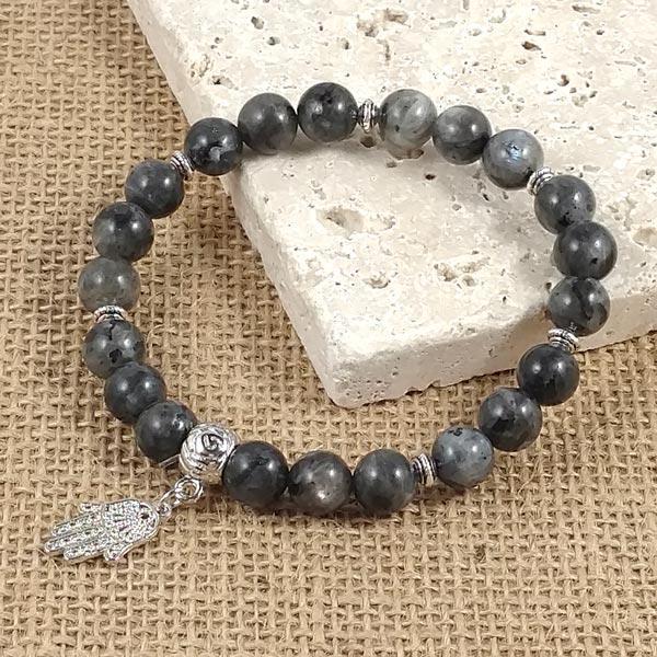 Larvikite 8mm stretchy gemstone bracelet