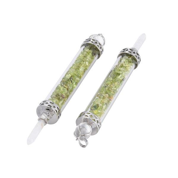 Peridot Pendant Wands with Quartz crystals