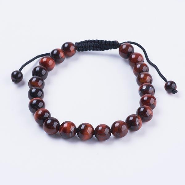 Red Tigers Eye Adjustable Beaded Bracelet