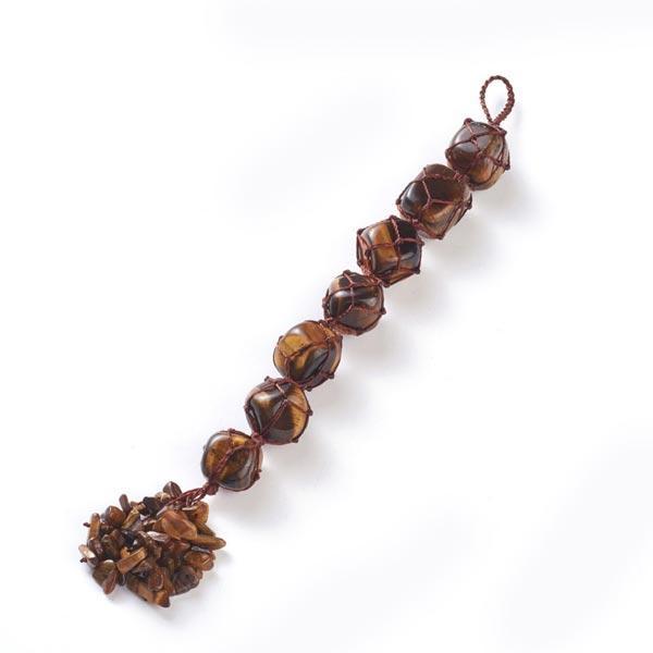 Macrame strand of Tigers Eye Stones with Tigers Eye chip tassel