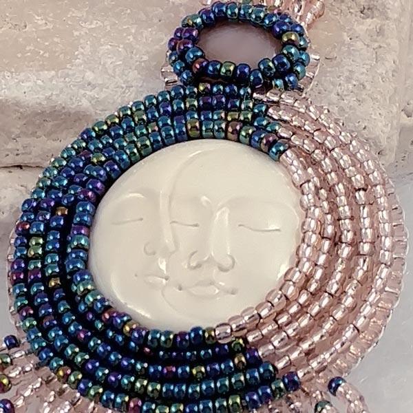 Hand Beaded Moon and Sun Necklace