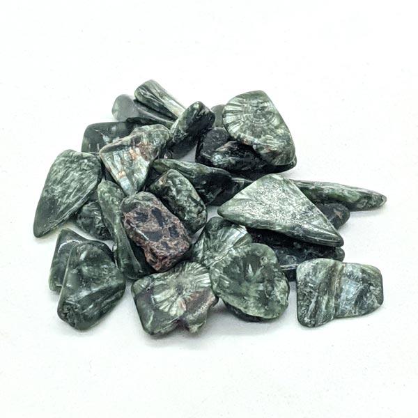 Seraphinite tumbled and polished gemstone chips