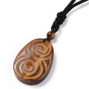 Tigers Eye Spiral Labyrinth Necklace