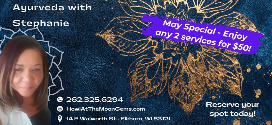 Stephanie Ayurveda sessions in May
