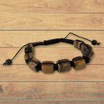 Golden Tigers Eye Squares Adjustable Macrame Bracelets